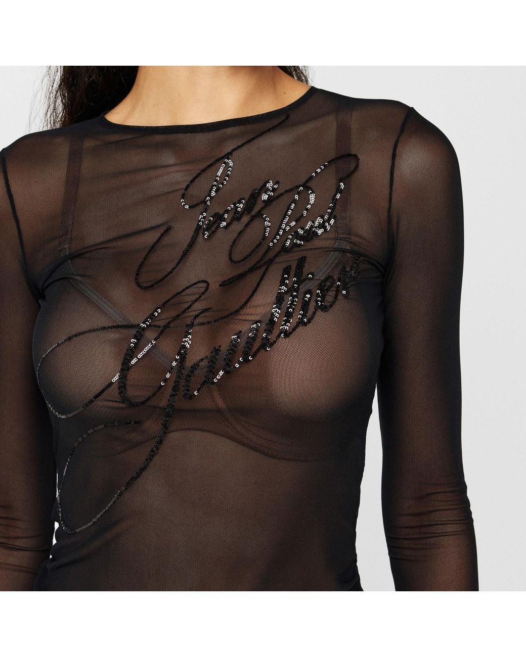Jean Paul Gaultier Black Crew Neck Long Sleeve Blouse