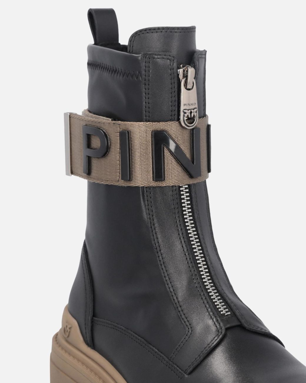 Pinko Black Logo Detailed Zipped Ankle Boots