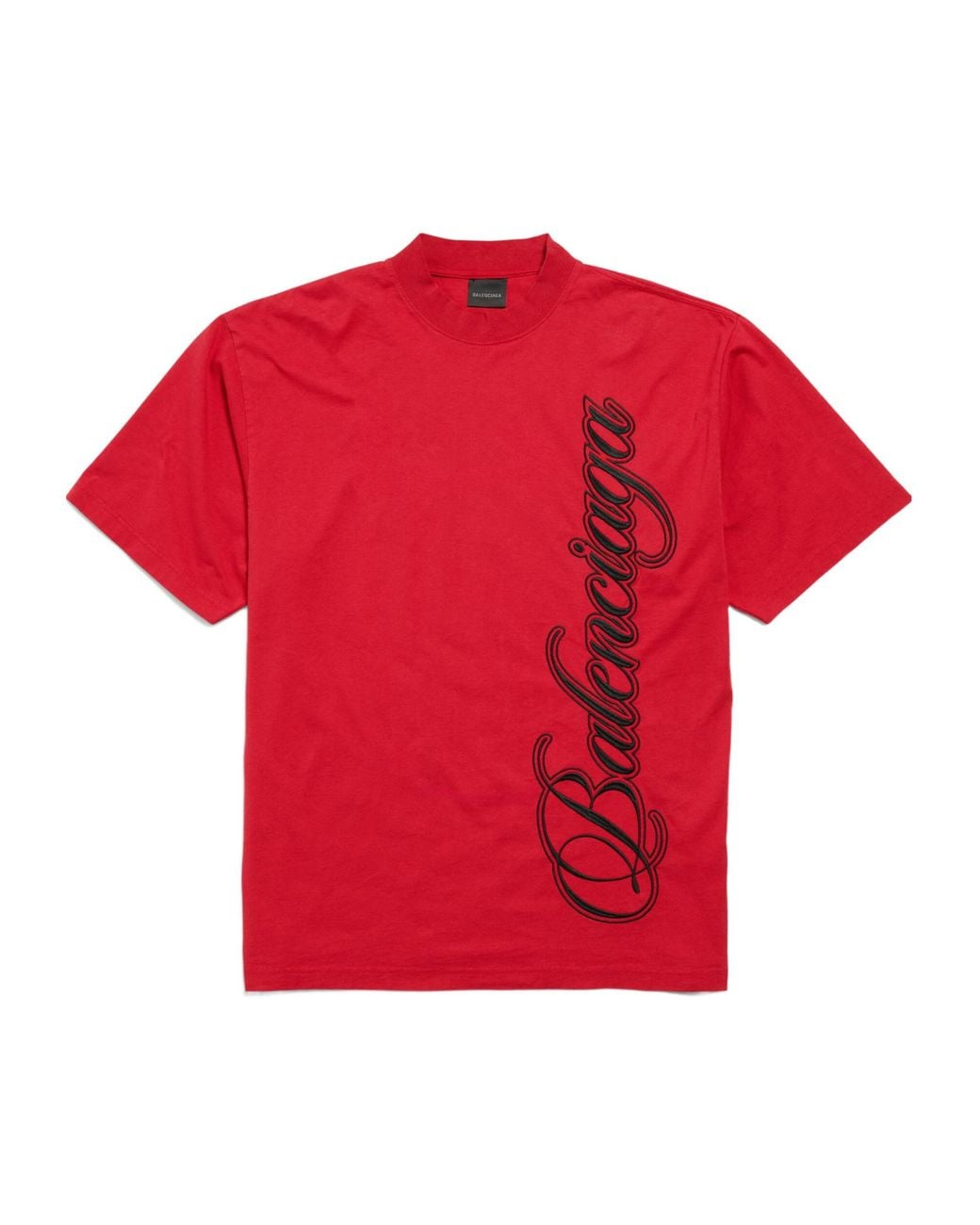 Balenciaga Red Cursive Medium Fit T-Shirt for men
