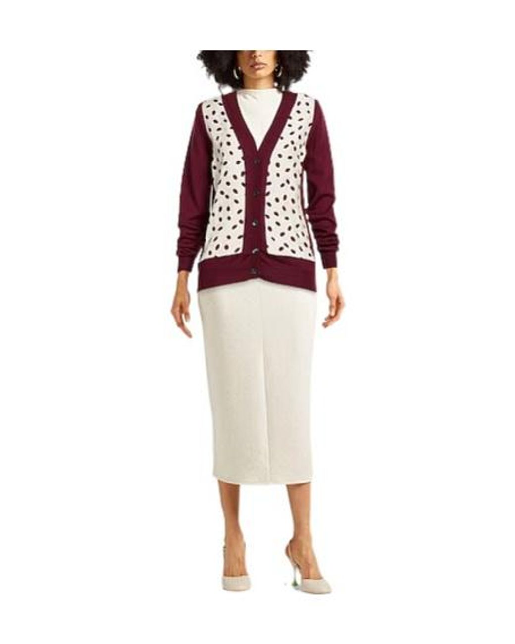 Marni Red Satin-Effect Wool Cashmere Cardigan