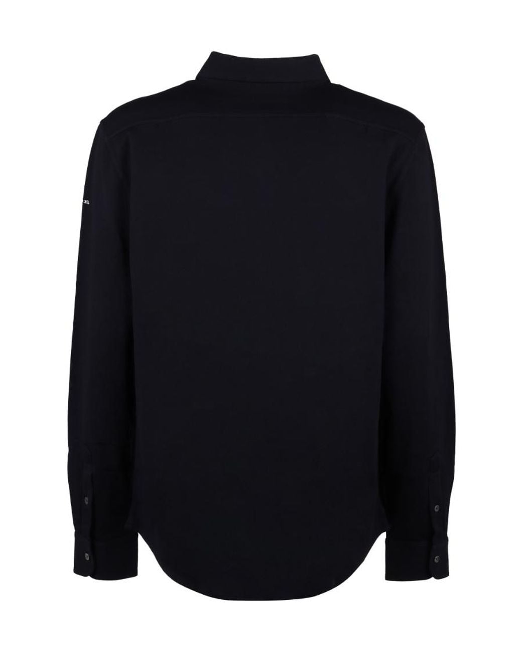 Kiton Blue Logo-Embroidered Curved Hem Shirt for men