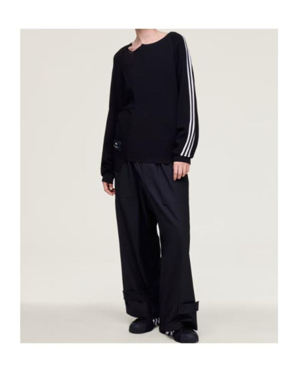 Y-3 Blue Logo Detailed Asymmetric Knitted Jumper for men