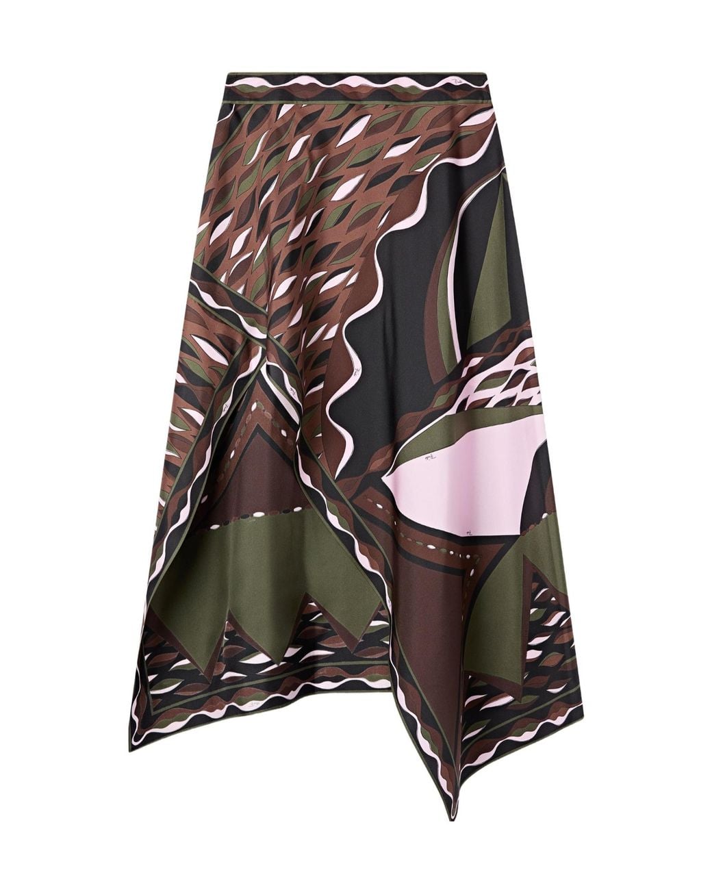 Emilio Pucci Multicolor Pucci Dune Printed Satin Skirt