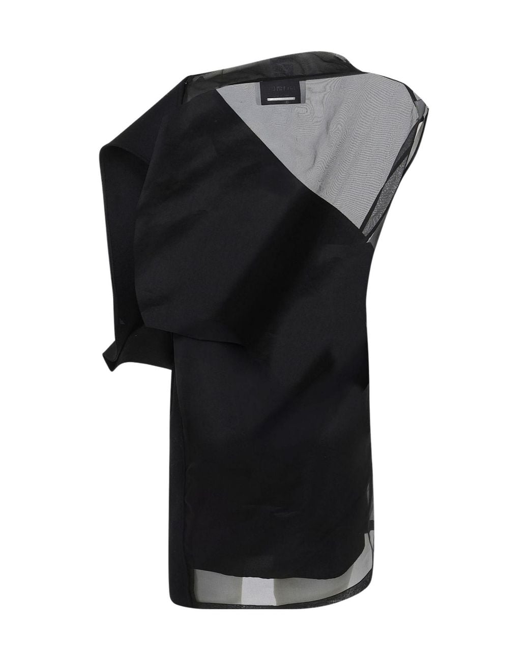 Sportmax Black Cesto Sheer Panel One-Shoulder Dress