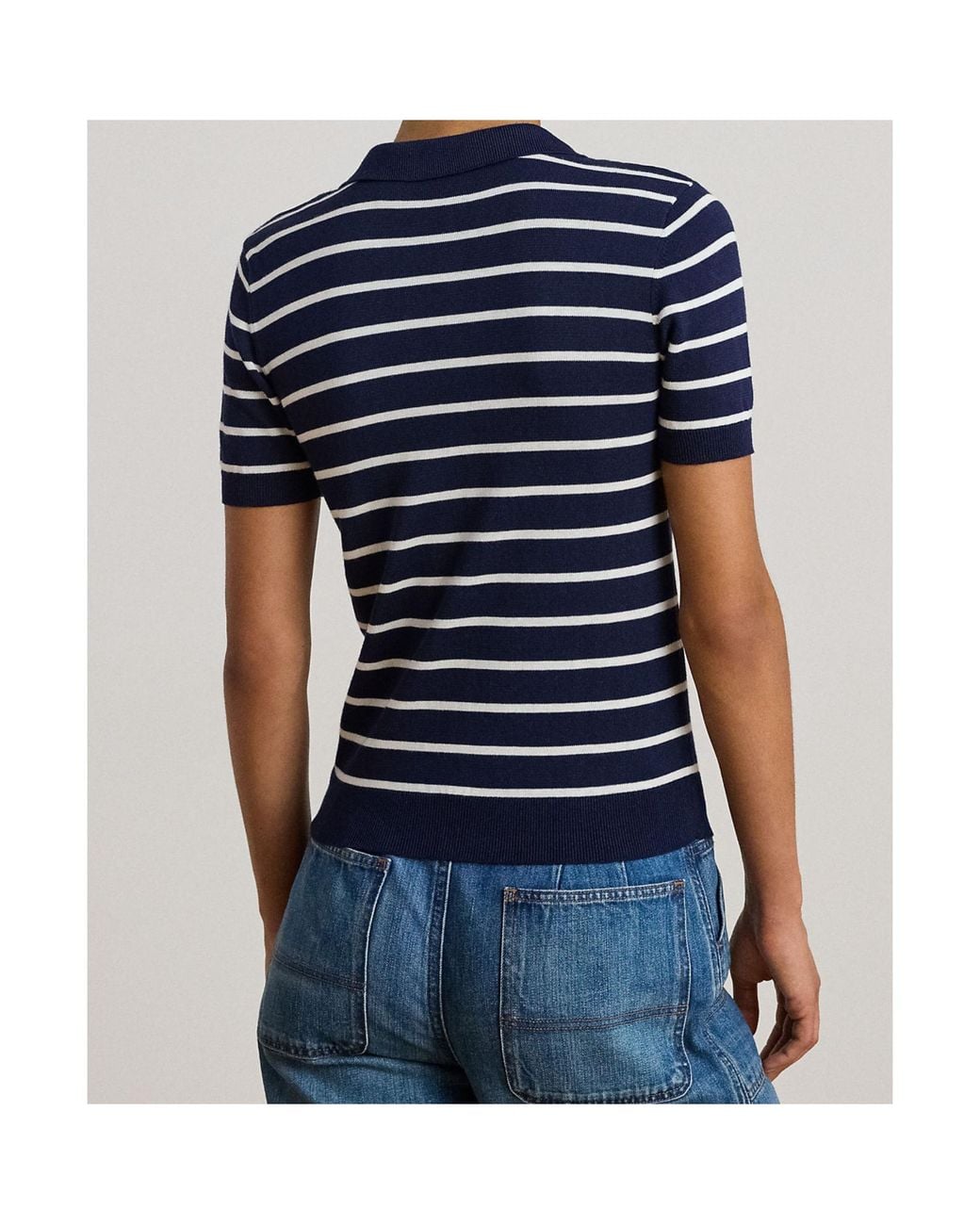 Ralph Lauren Blue Lauren Short Sleeved Striped Polo Shirt
