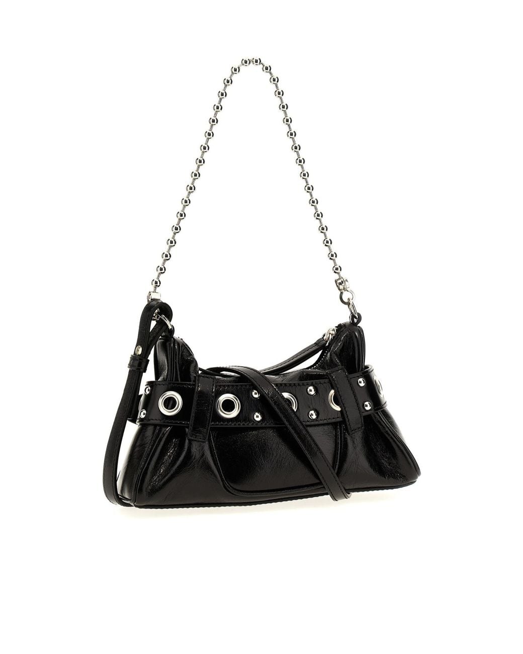 DSquared² Black Gothic Logo Plaque Belted Shoulder Bag