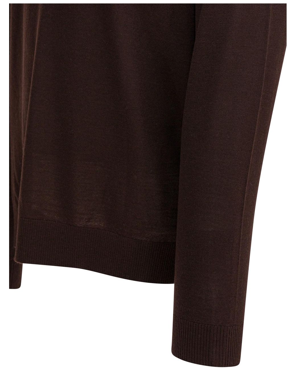Vince Brown Merino Wool Long-Sleeve Polo Shirt for men