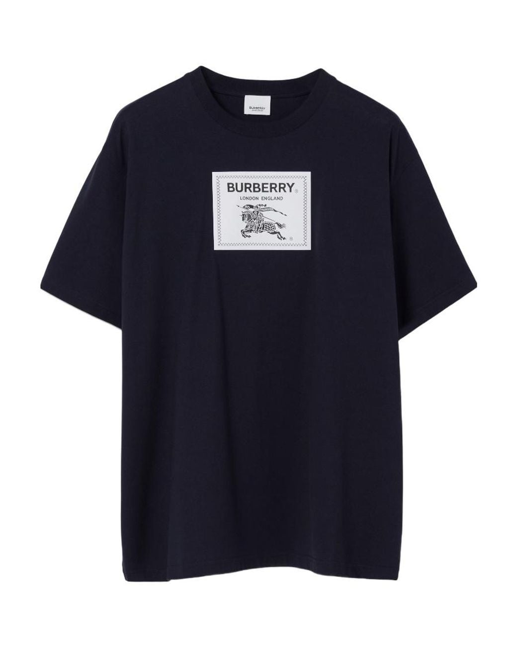 Burberry Blue Logo Detailed Crewneck T-Shirt for men