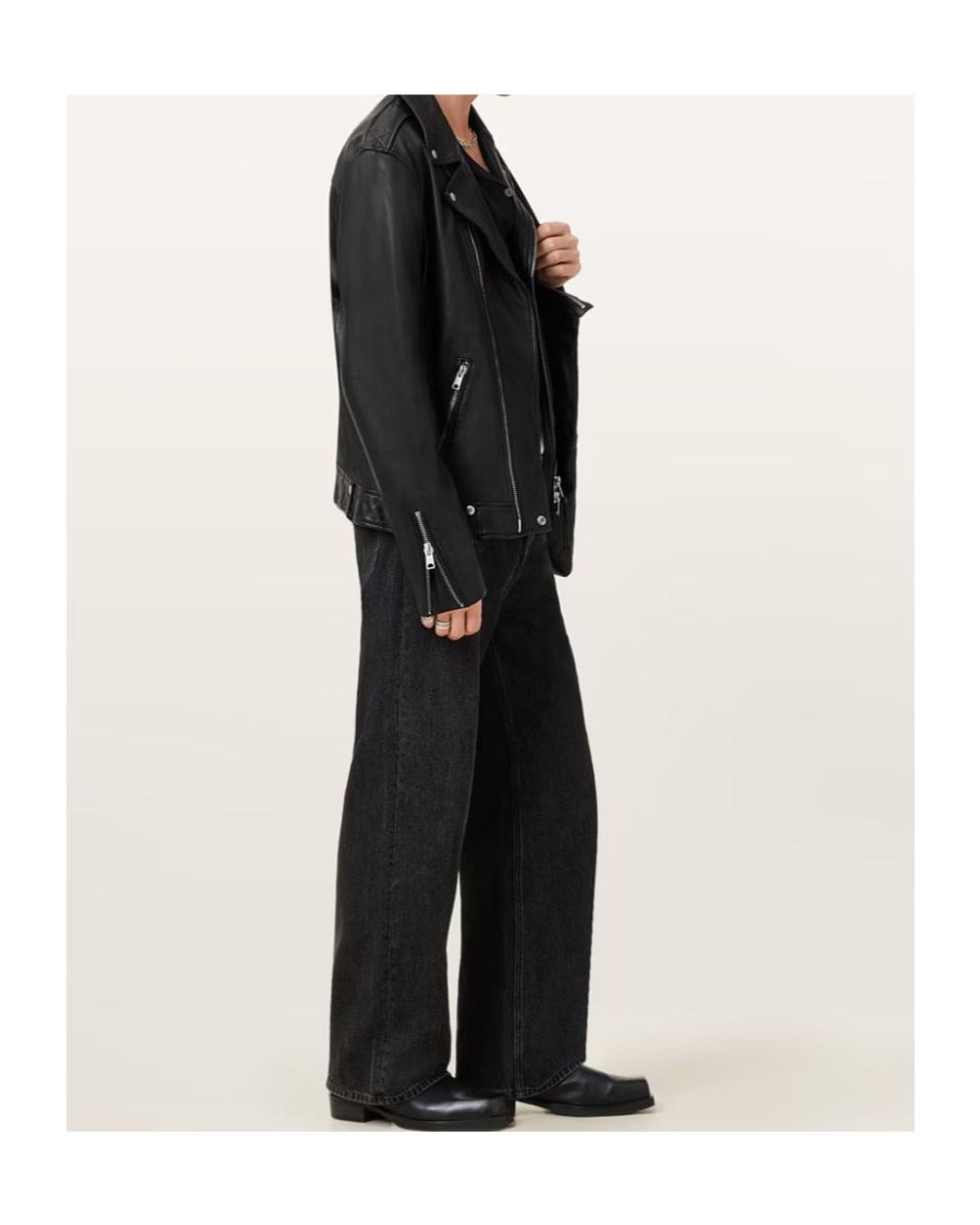 AllSaints Black Classic Biker Jacket for men