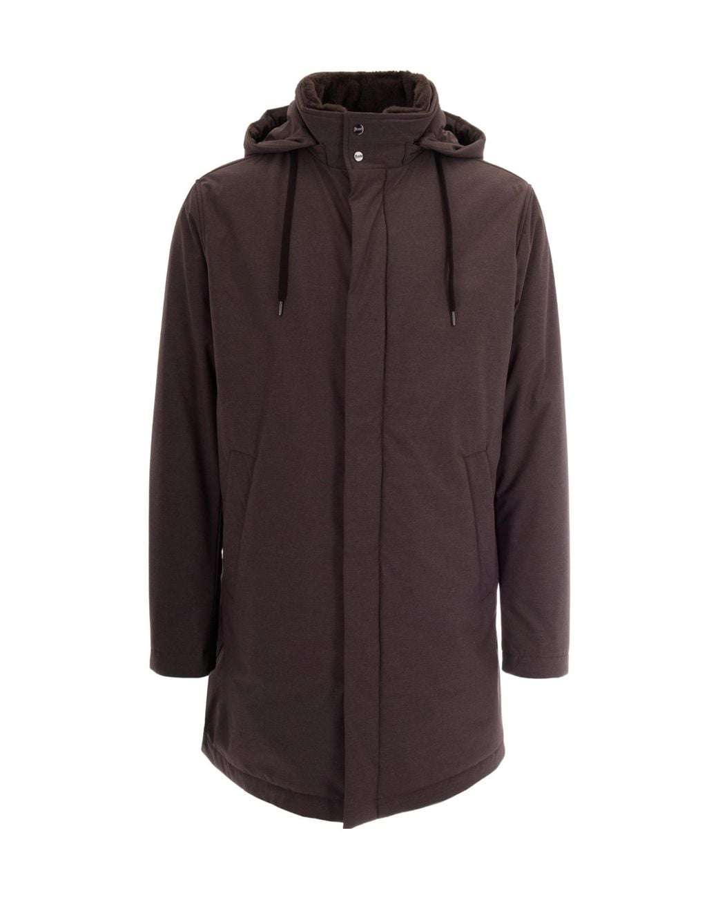 Herno Brown Drawstring Padded Coat for men