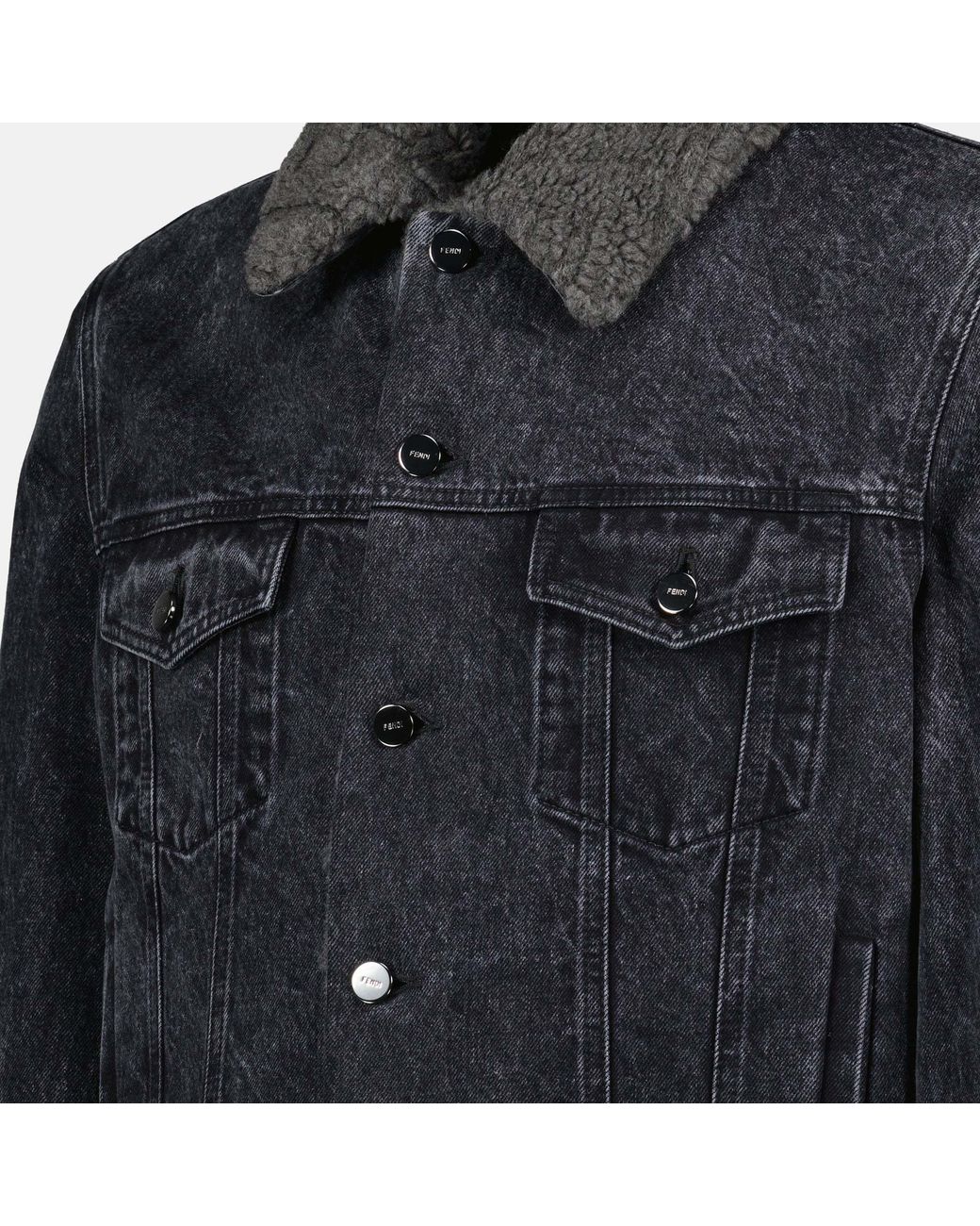Fendi Gray Button-Up Denim Jacket for men