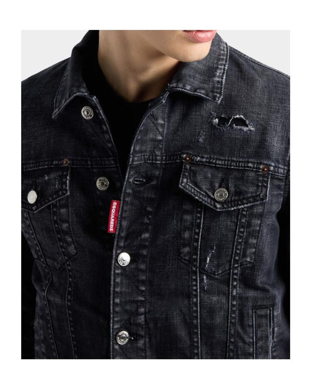 DSquared² Blue Distressed Denim Jacket for men