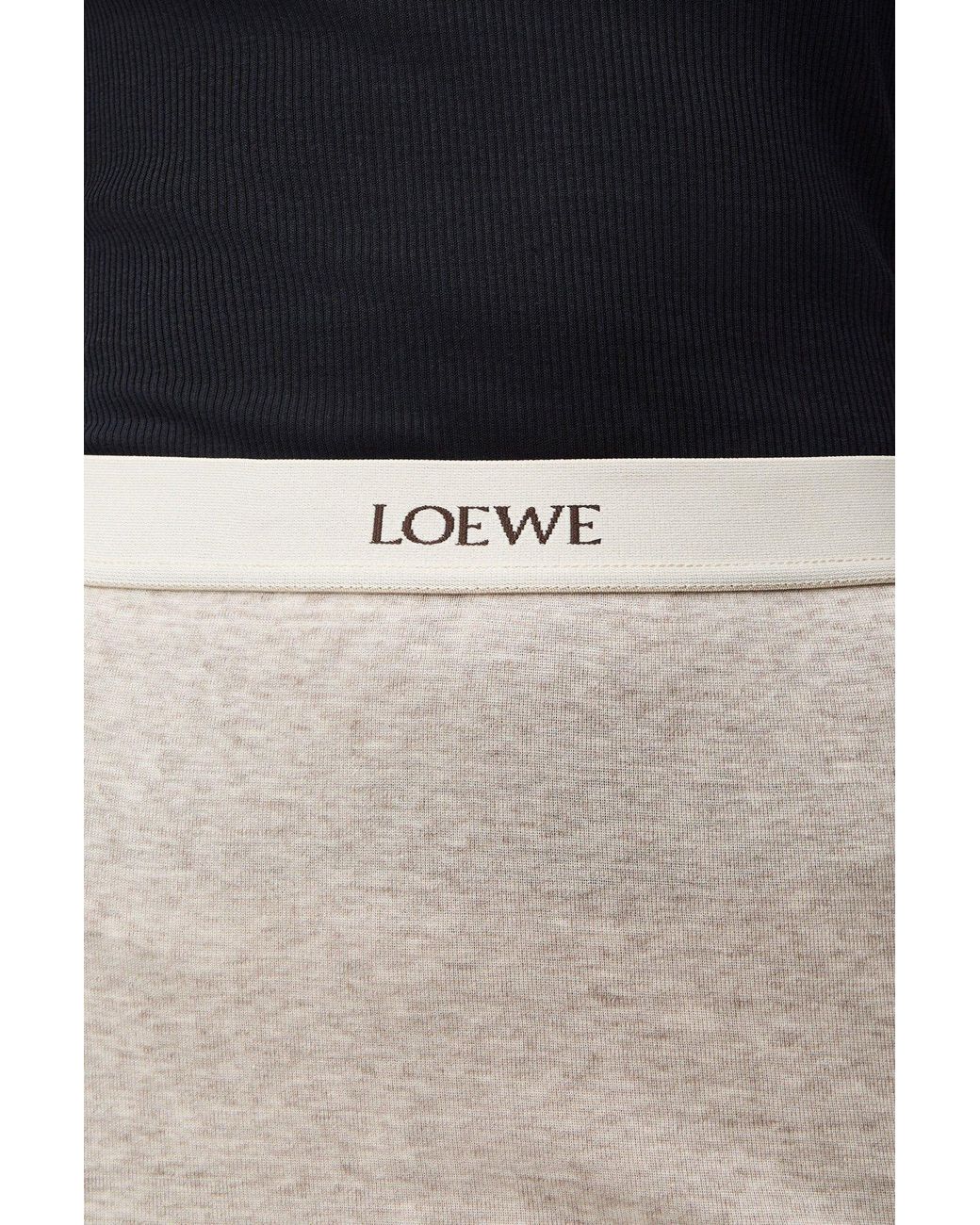 Loewe Gray Logo-Waistband Side Slit Midi Skirt