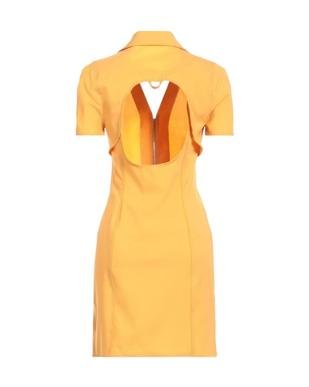 Jacquemus Yellow Solid-Color Wool Short-Sleeve Dress