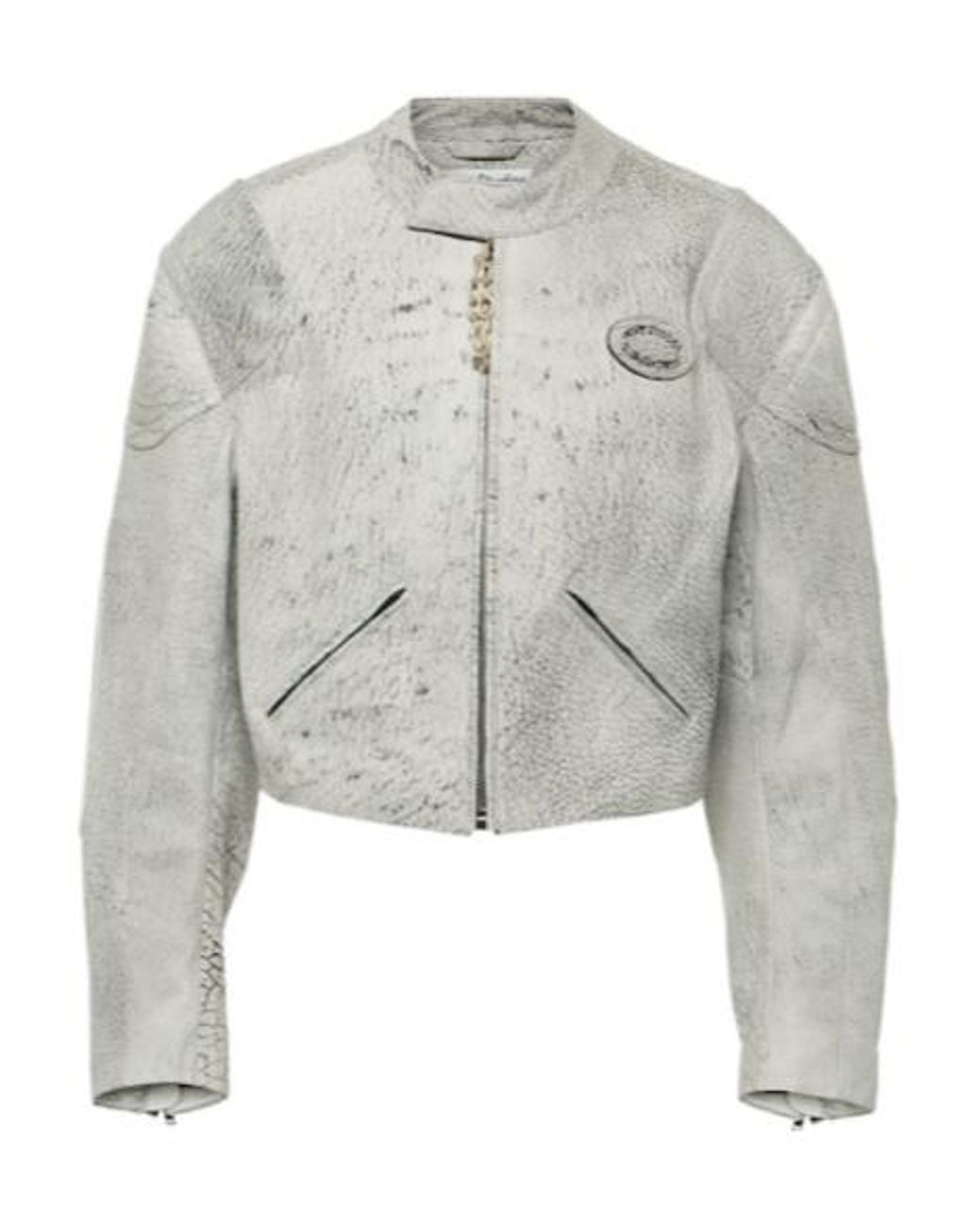 Acne Gray Cropped Leather Jacket