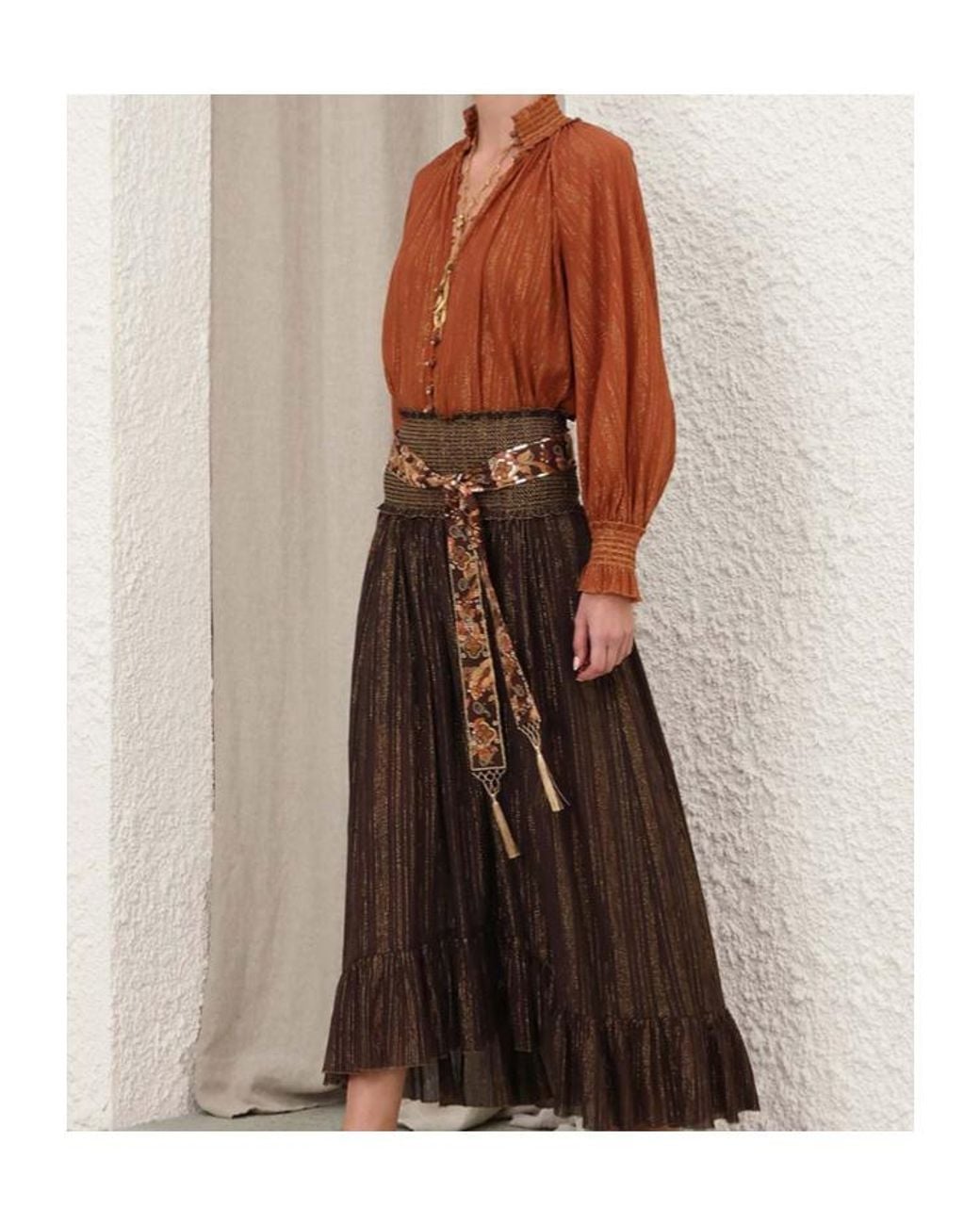 Zimmermann Brown Aster Gathered Blouse