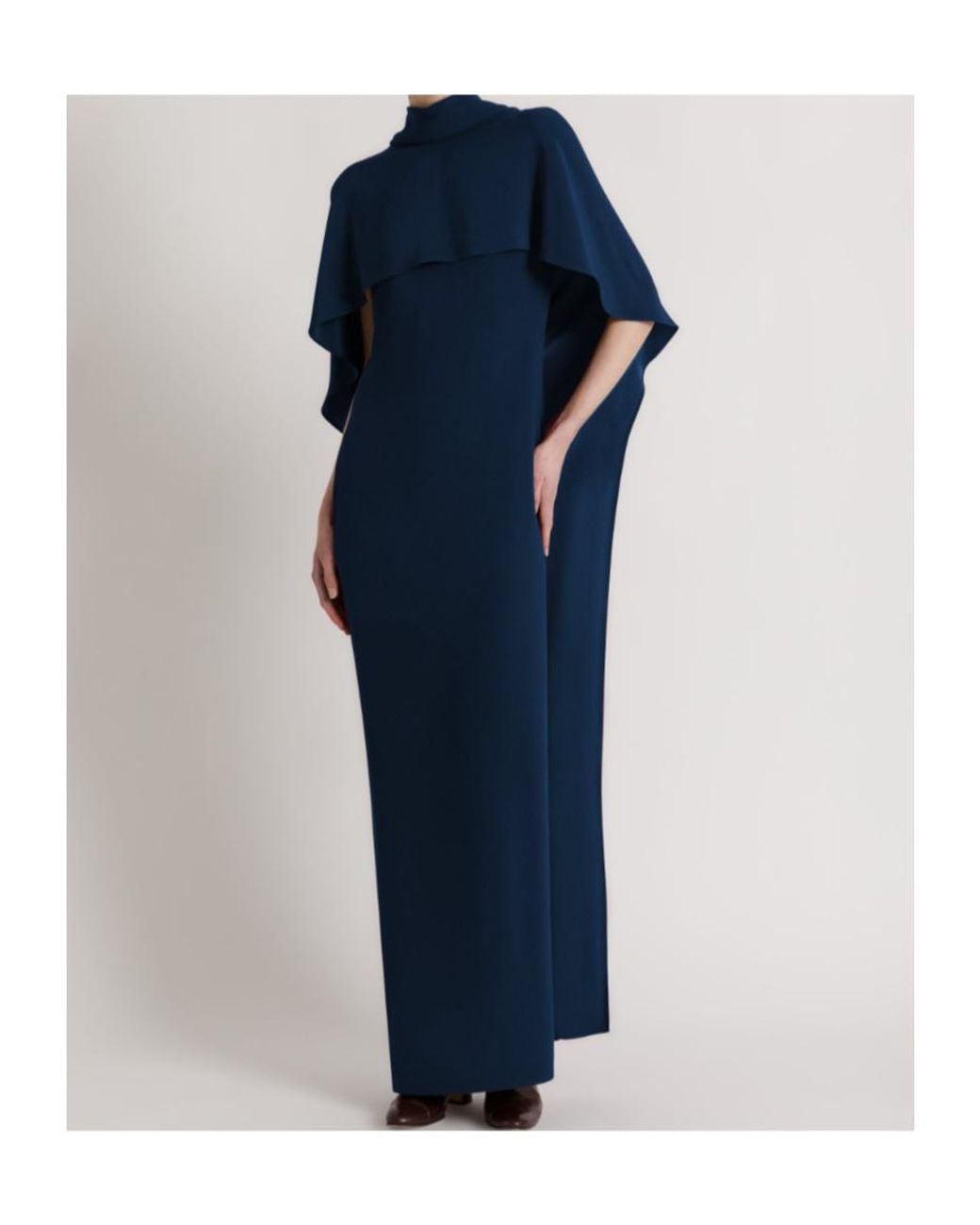 Alberta Ferretti Blue Long Dress With Cape Detail And Back Bow