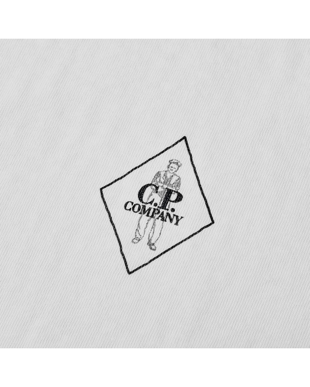 C P Company White Logo Crew Neck T-Shirt for men
