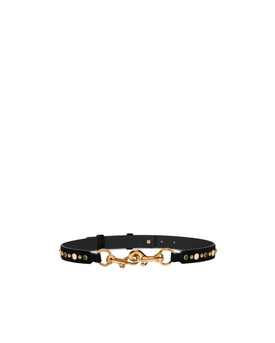Etro White Suede Pony Belt With Jewel Studs