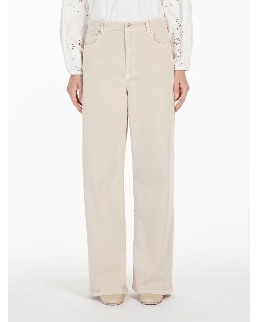 Weekend by Maxmara White Medina Logo Patch Wide Leg Trousers