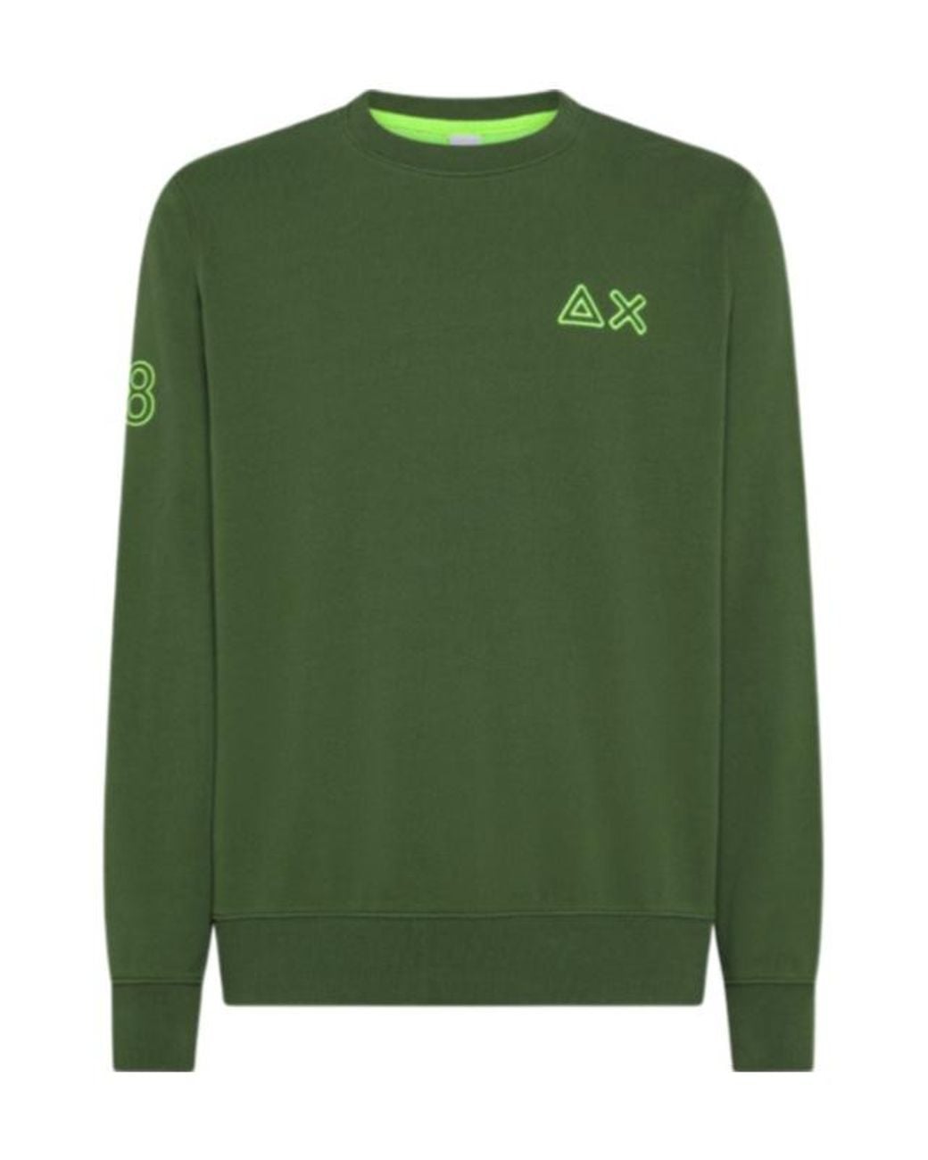 Sun 68 Green Logo Crew Neck Sweatshirt for men