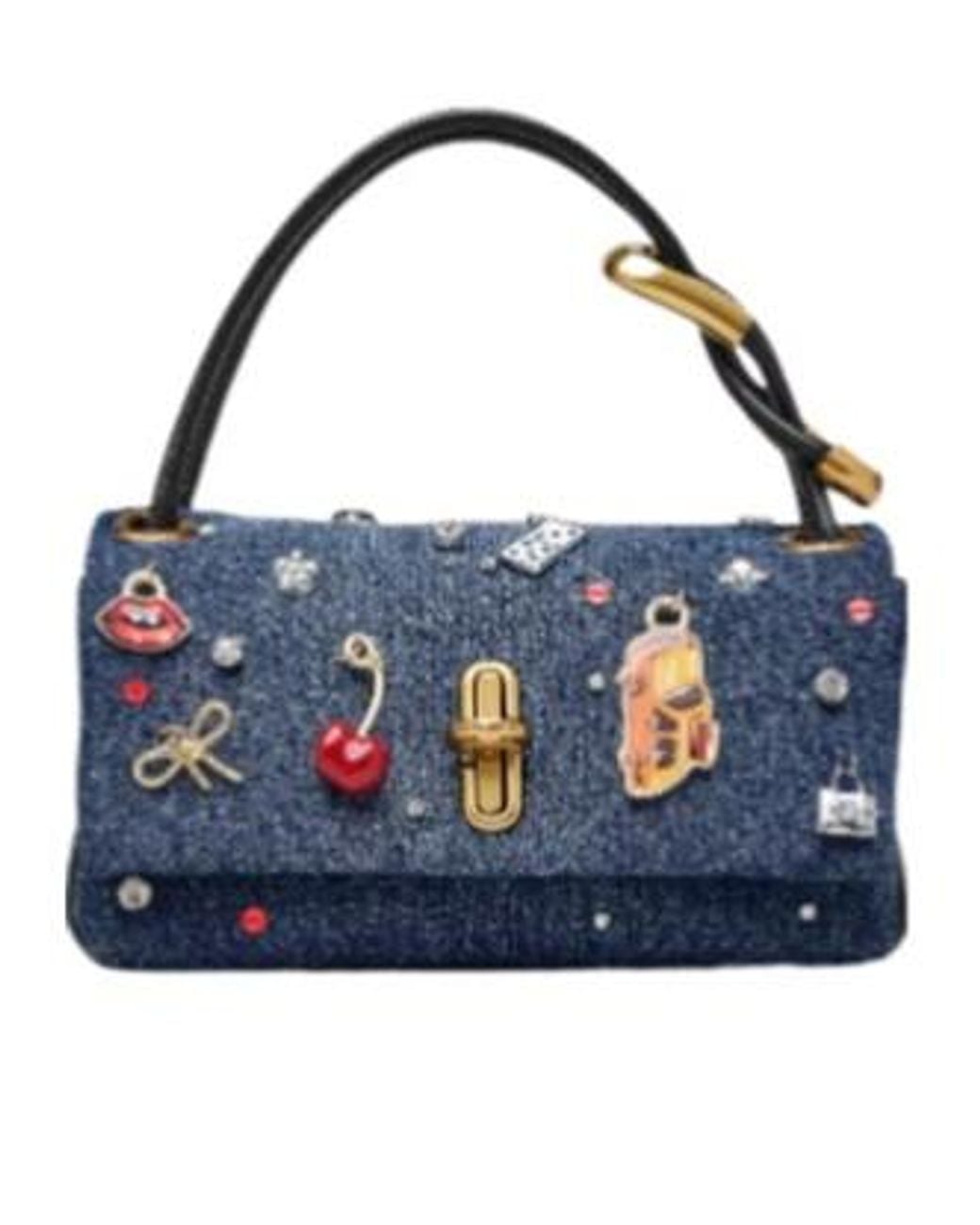 Marc Jacobs Blue The Trinket Charm Denim Large Dual Bag