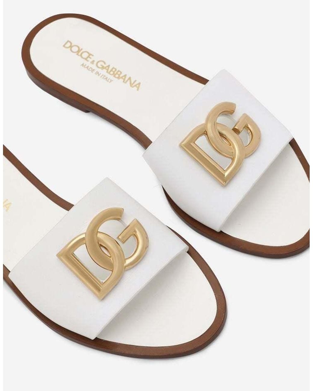 Dolce & Gabbana White Dg Logo Lettering Sliders