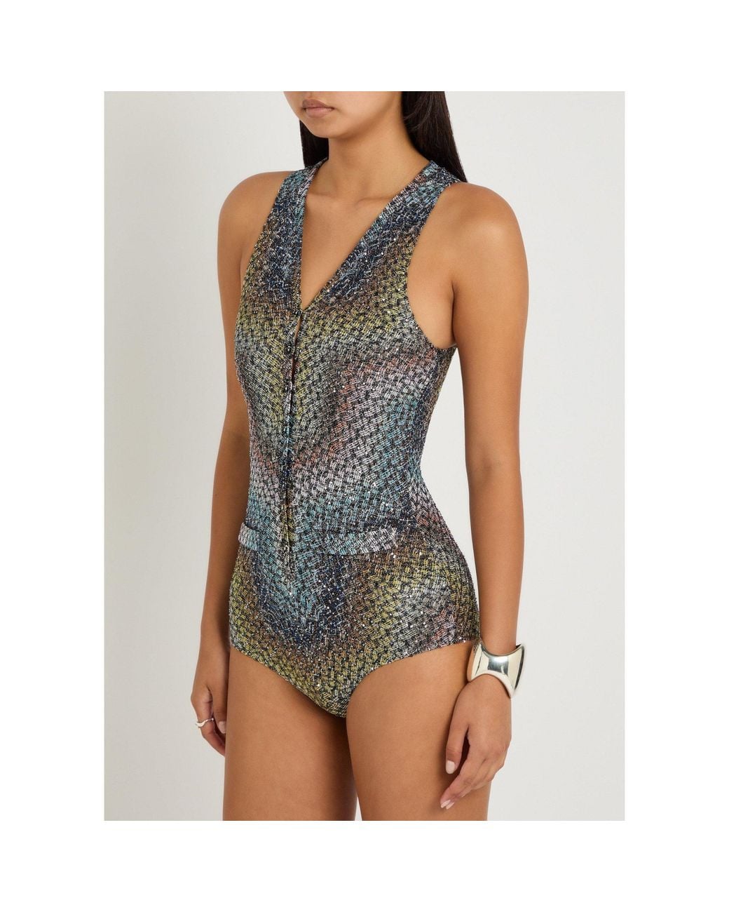 Missoni Blue Fine-Knit Swimsuit