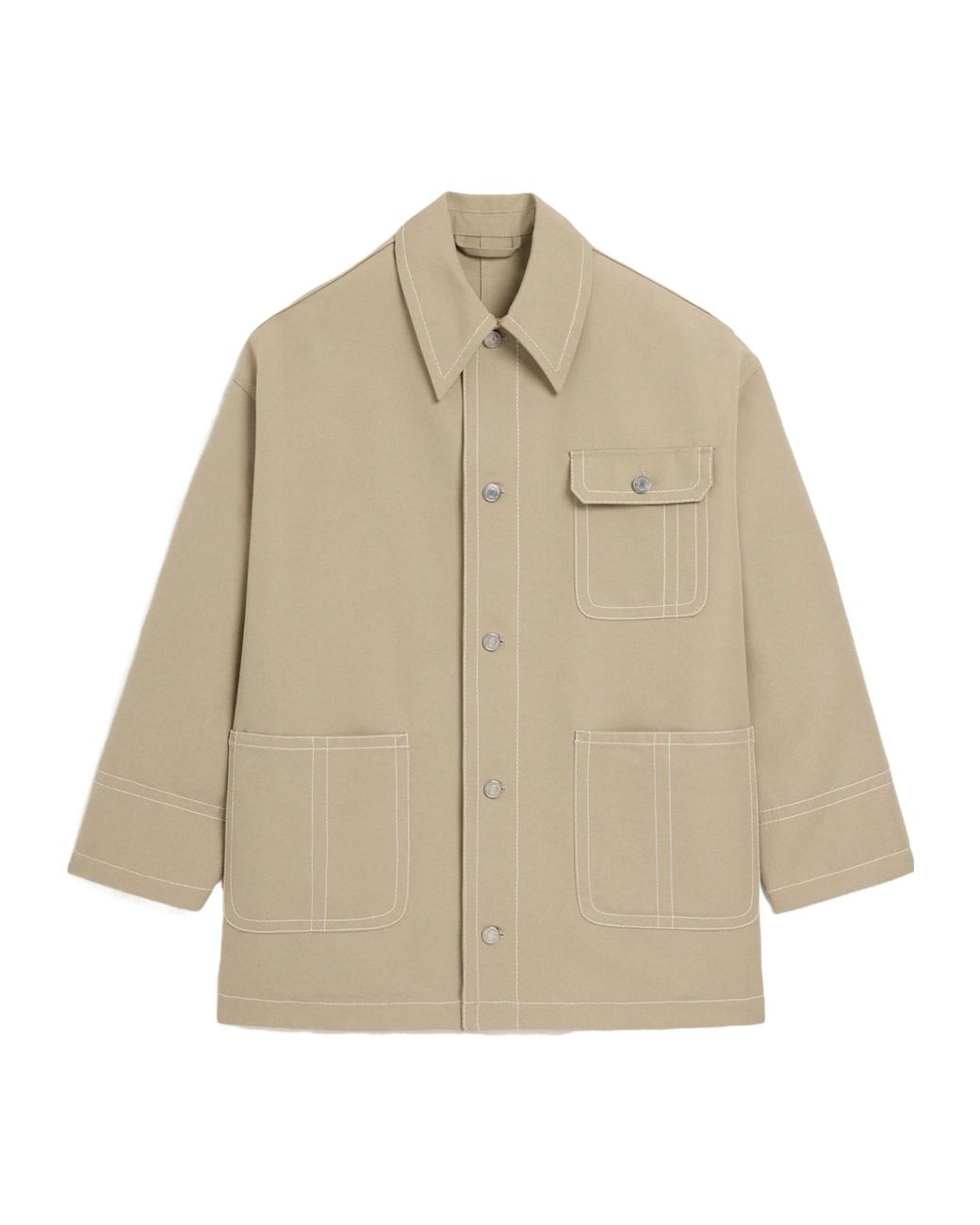 AMI Natural Patch-Pocket Worker Jacket for men