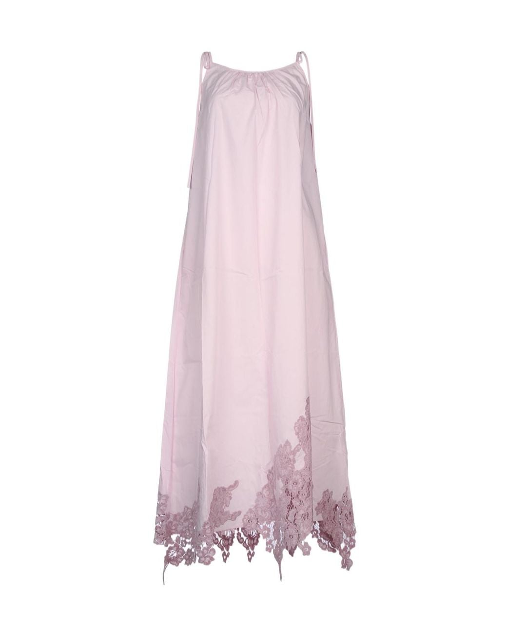 Acne Pink Floral-Lace Detail Poplin Midi Dress