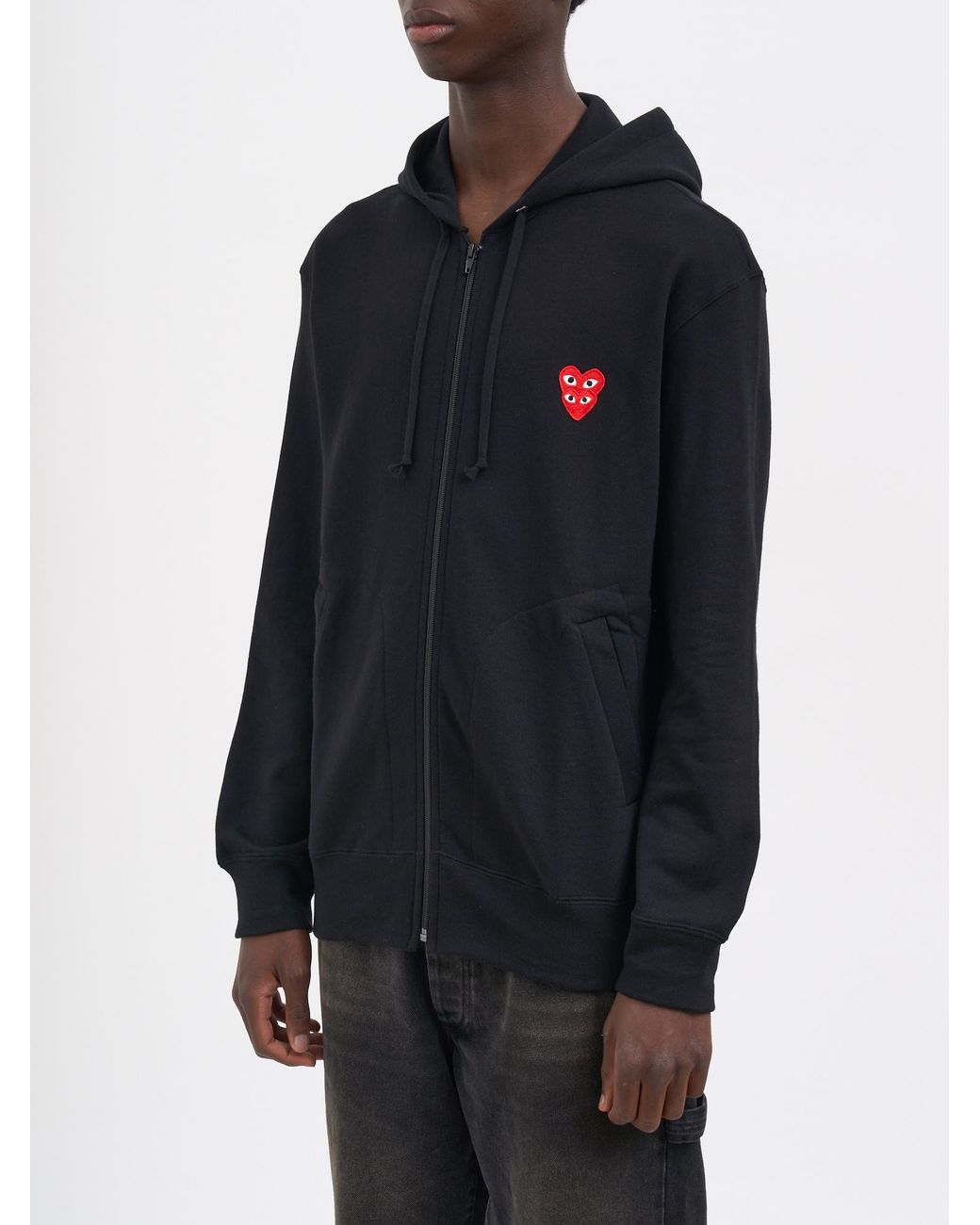 COMME DES GARÇONS PLAY Blue Logo Zip-Up Hoodie for men