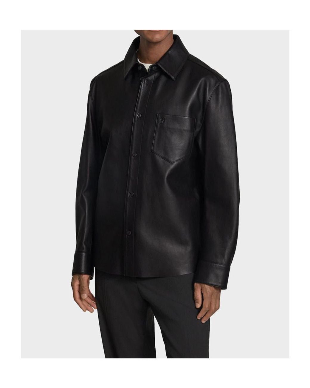 Boss Black Boss Button-Up Leather Jacket for men