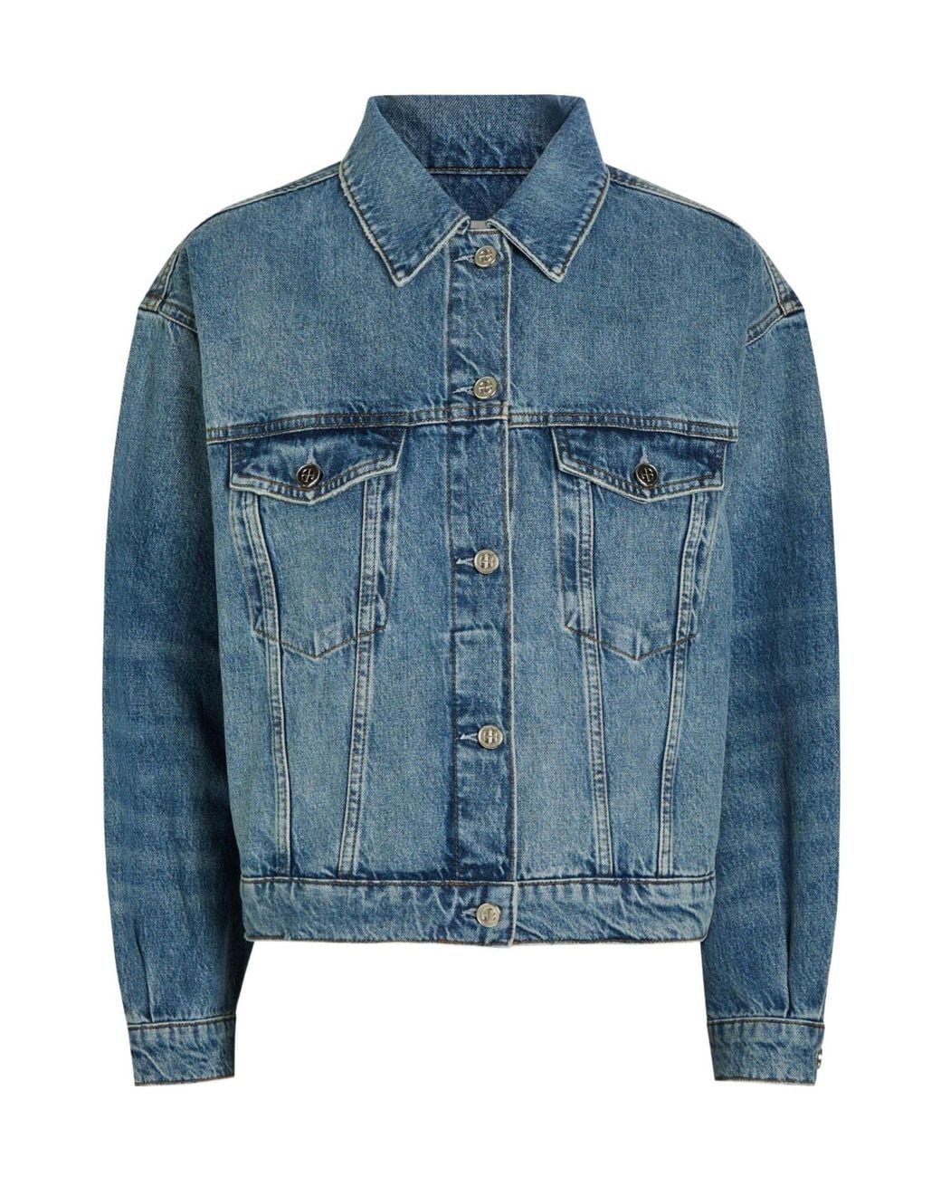 Anine Bing Blue Notched Collar Short Jacket