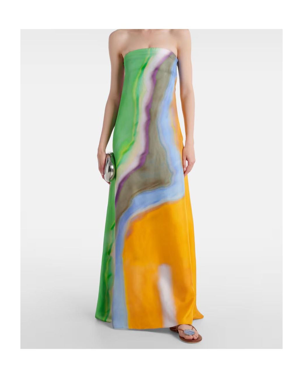 Christopher Esber Yellow Printed Silk Satin Maxi Dress