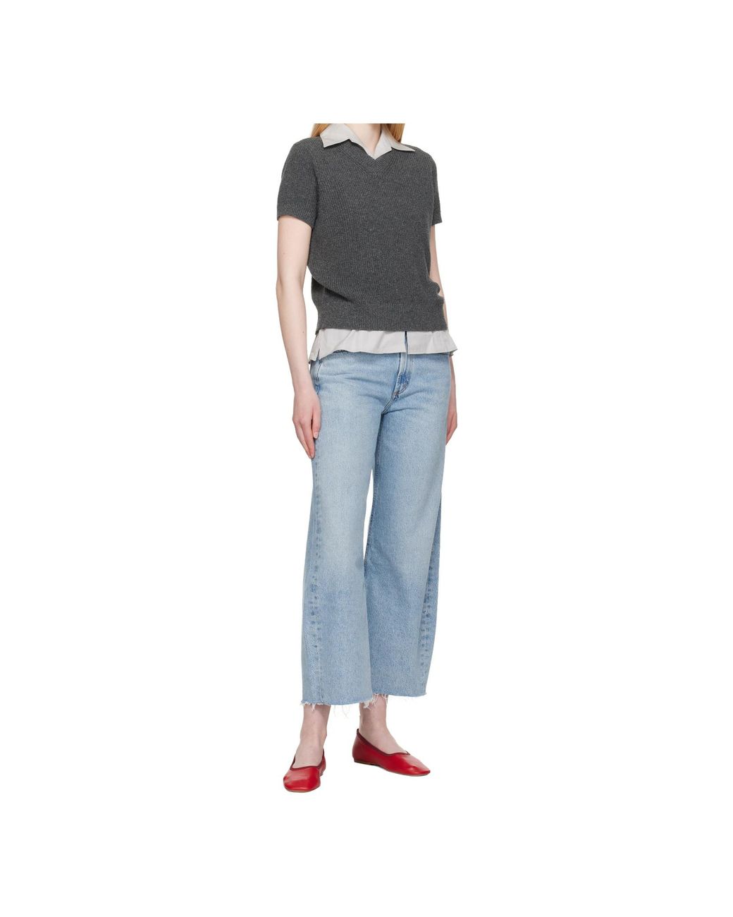 Agolde Blue Low Curve Fray Jeans