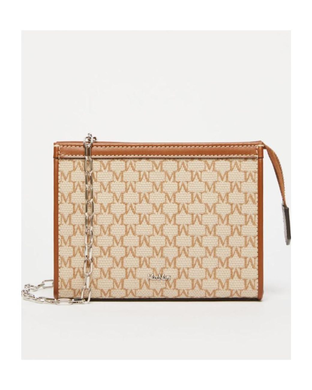 Max Mara Natural Logo Plaque Zip-Up Clutch Bag
