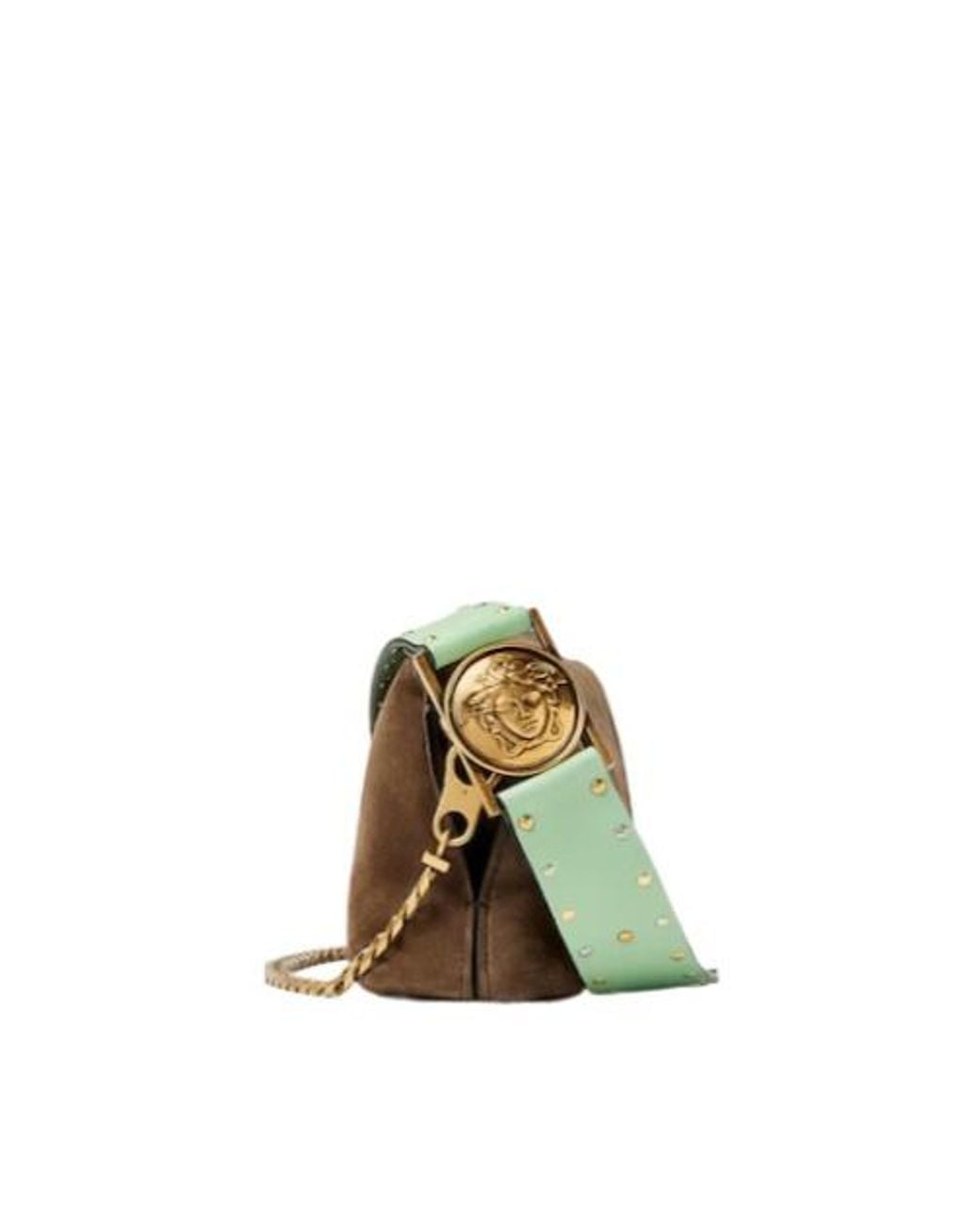 Versace Brown Studded Chain Shoulder Bag