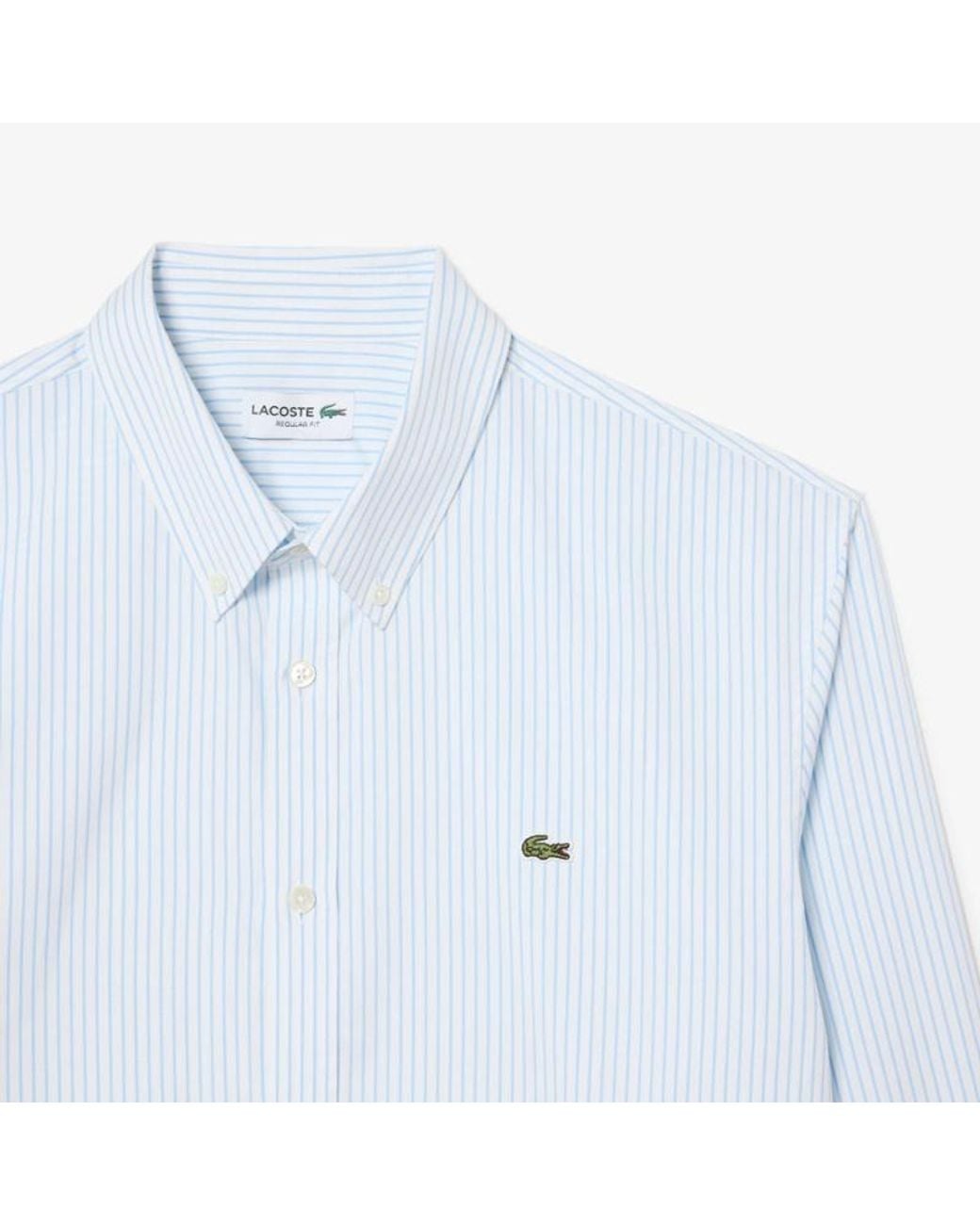 Lacoste Blue Regular Fit Striped Pinpoint Shirt for men