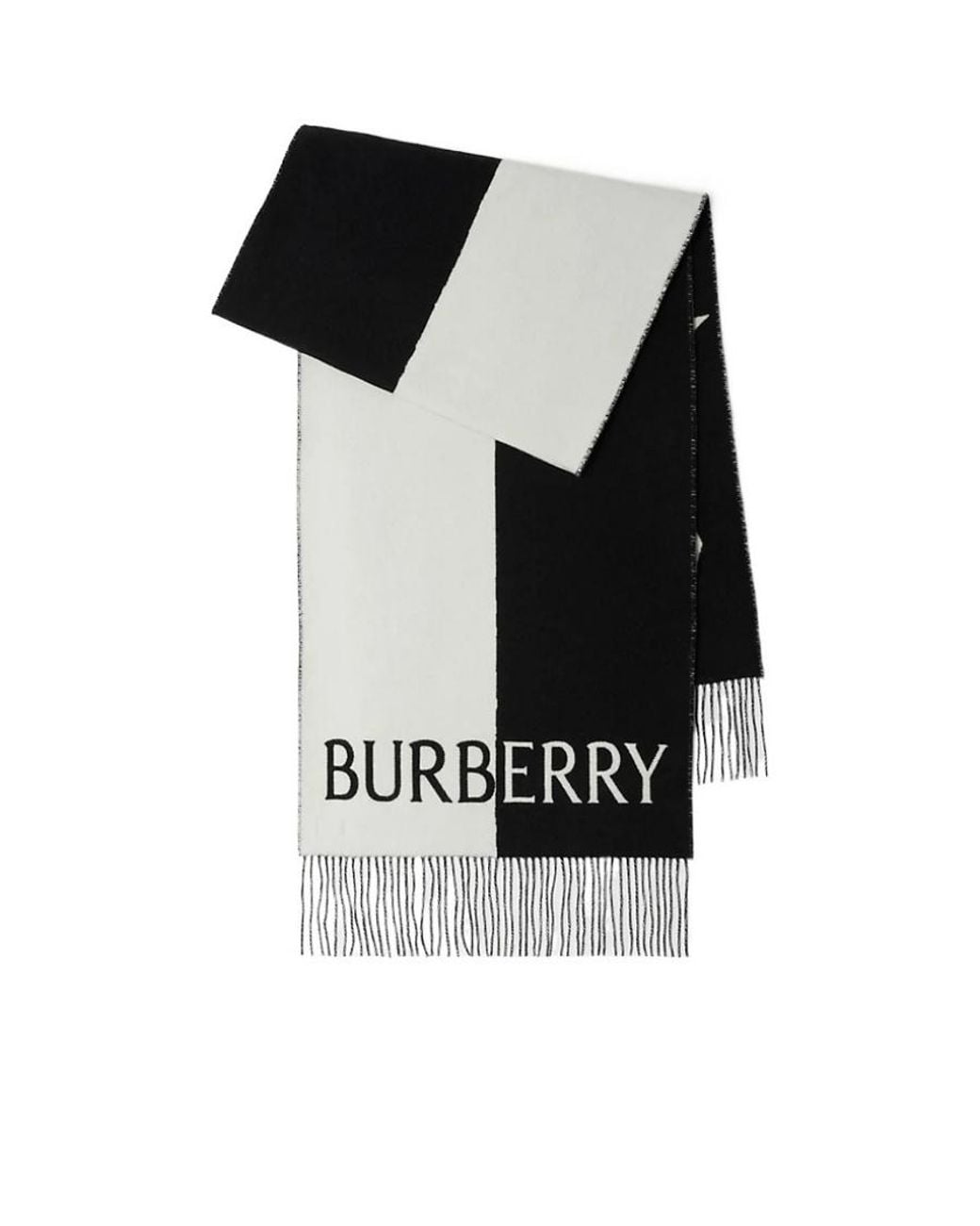 Burberry Black Equestrian Knight Wool-Cashemere Scarf for men