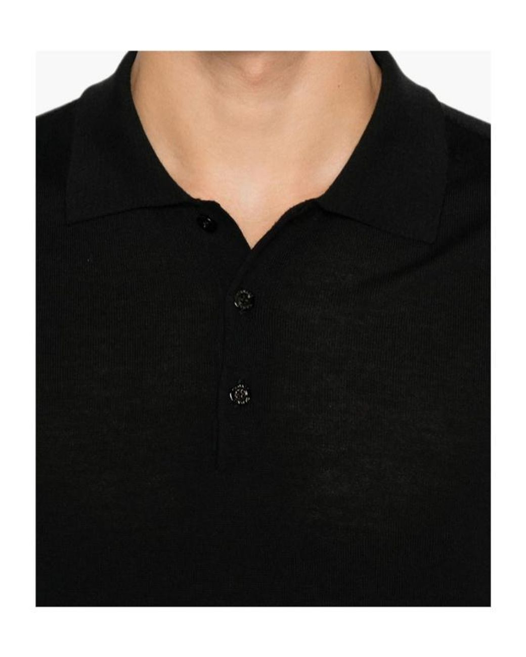 Canali Black Long-Sleeve Polo Shirt for men