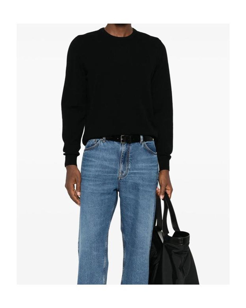 Fedeli Black Crew-Neck Long-Sleeve Sweater for men