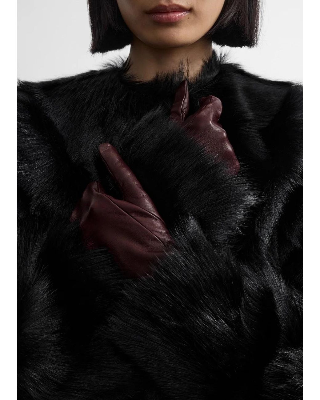 Totême Purple Leather Gloves Bordeaux