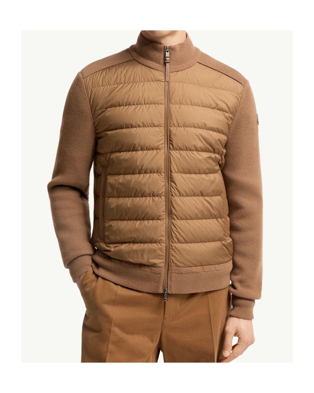 Moncler Brown Padded Zip-Up Cardigan for men