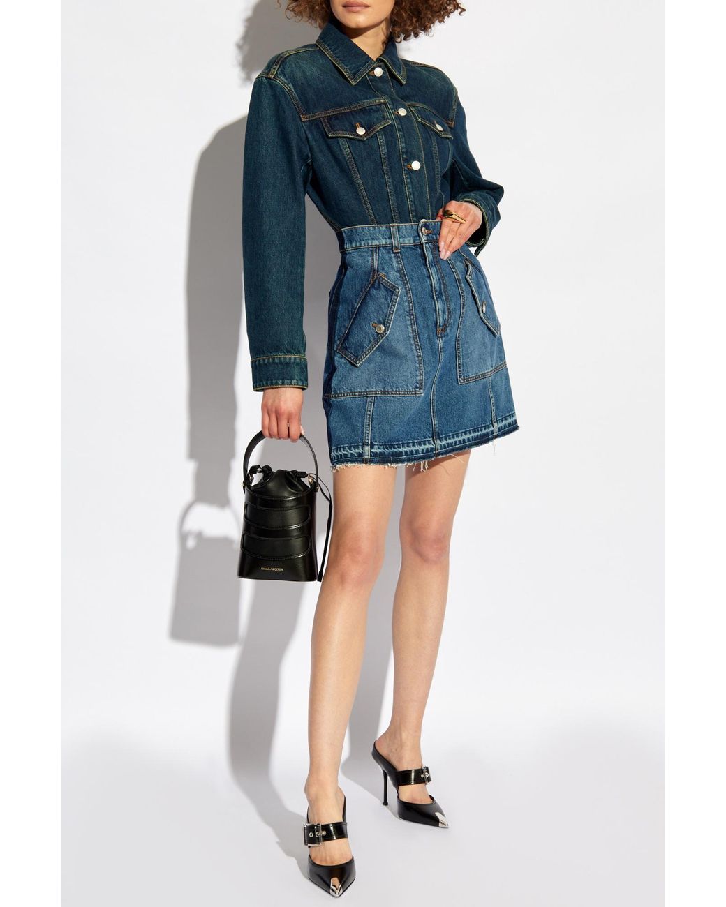 McQueen Blue Buttoned Denim Jacket