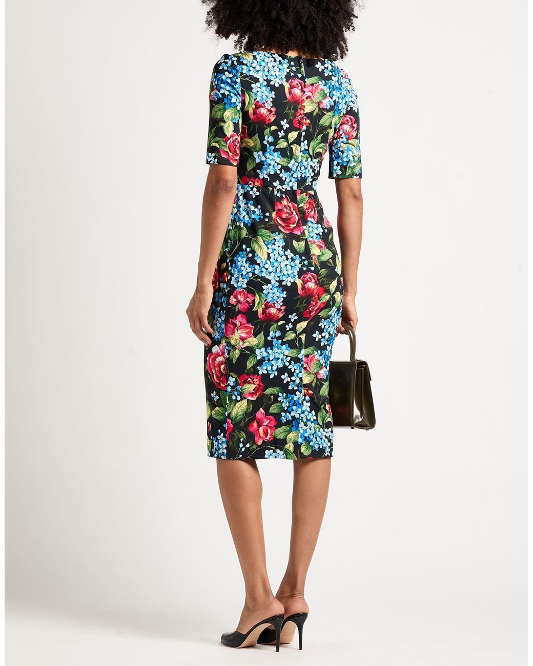 Dolce & Gabbana Blue Floral Bodycon Dress
