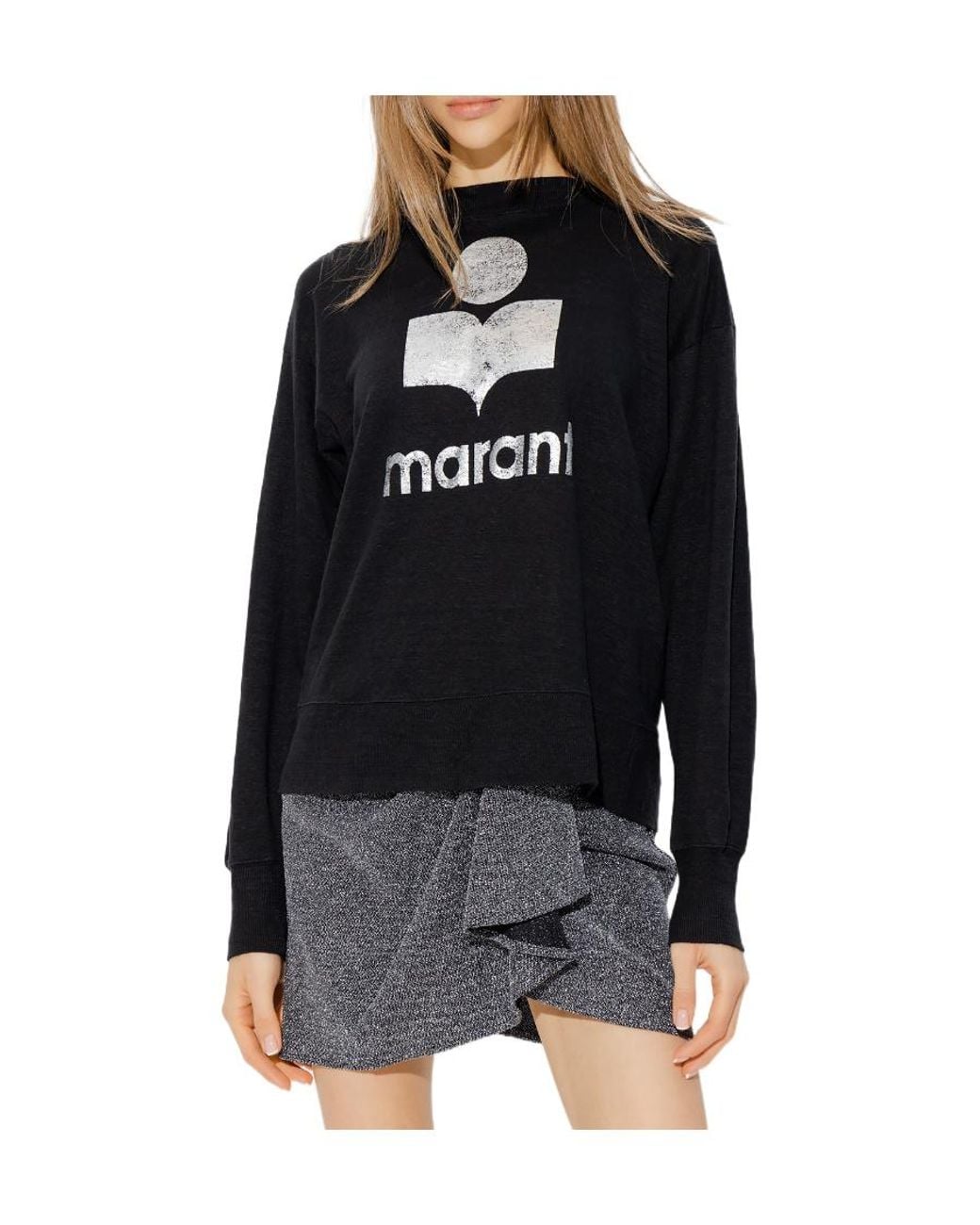 Isabel Marant Blue Logo-Print Linen Sweatshirt