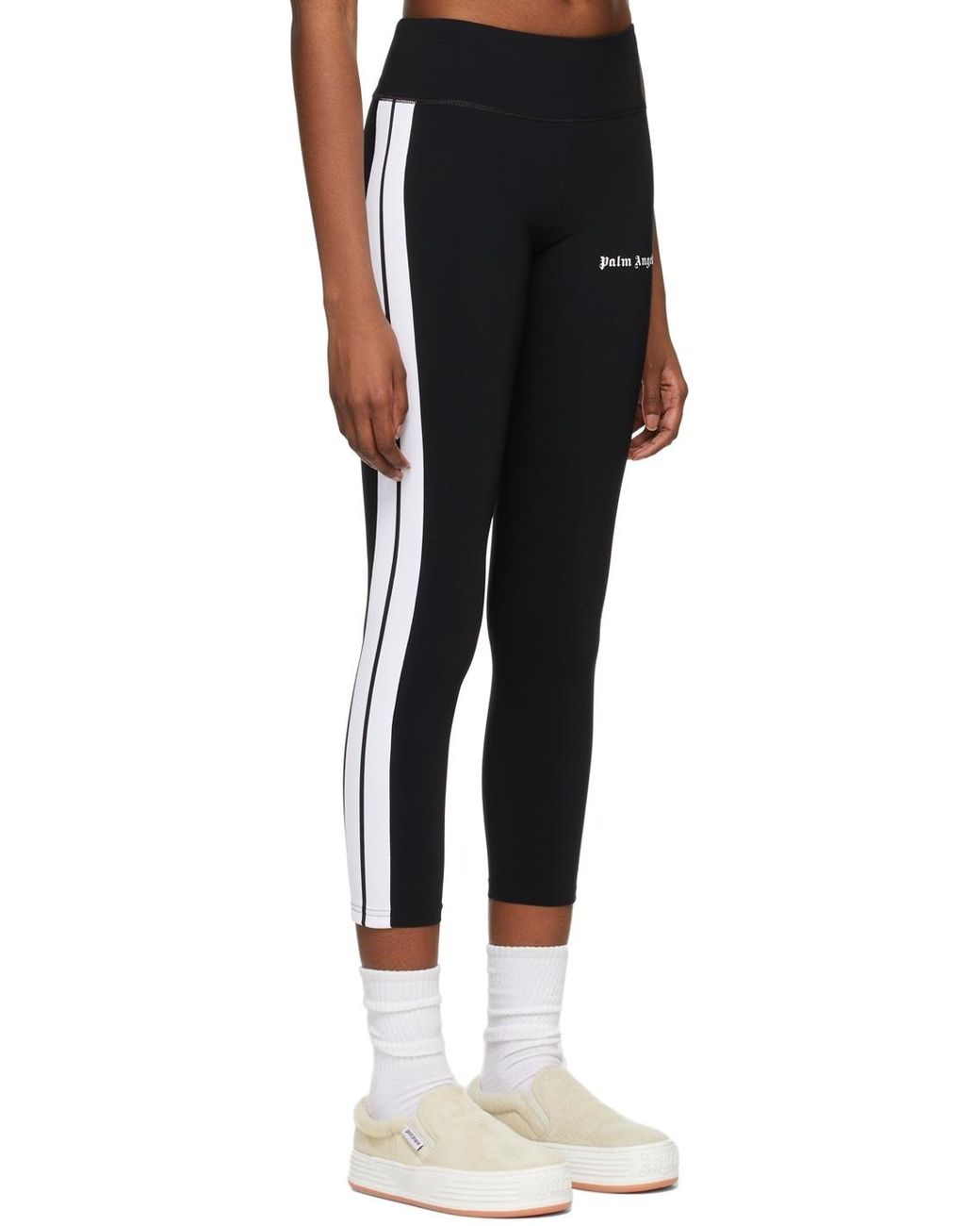 Palm Angels Black Logo-Printed Mid-Rise Track Leggings