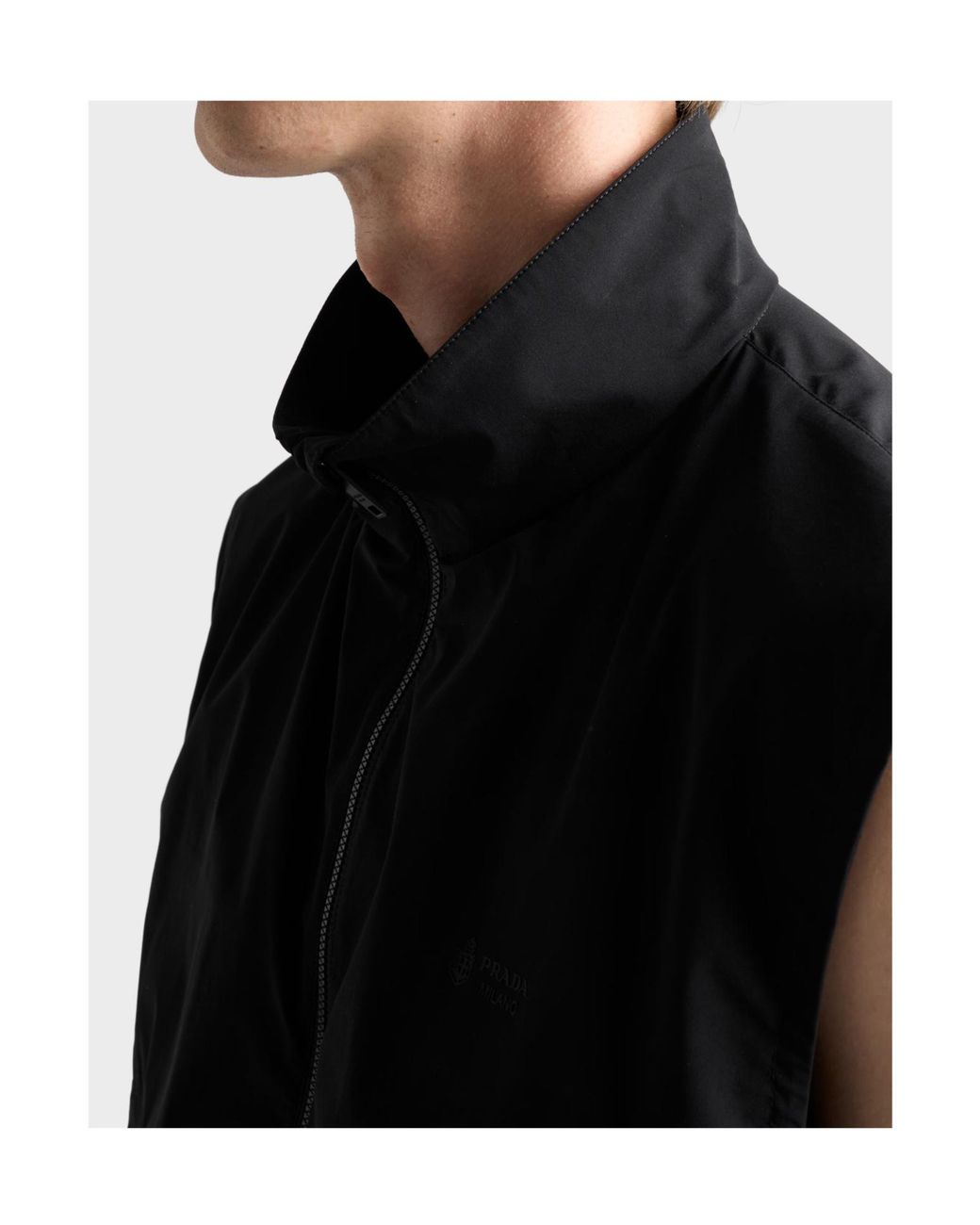 Prada Black Zip-Up Sleeveless Jacket for men