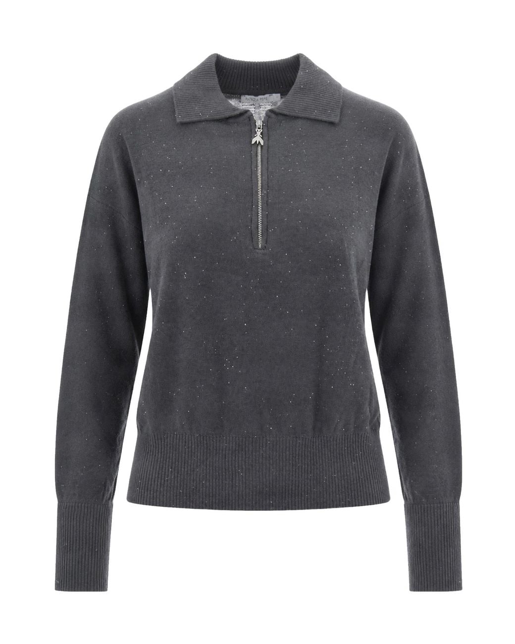 Patrizia Pepe Gray Long-Sleeved Half-Zip Polo Shirt