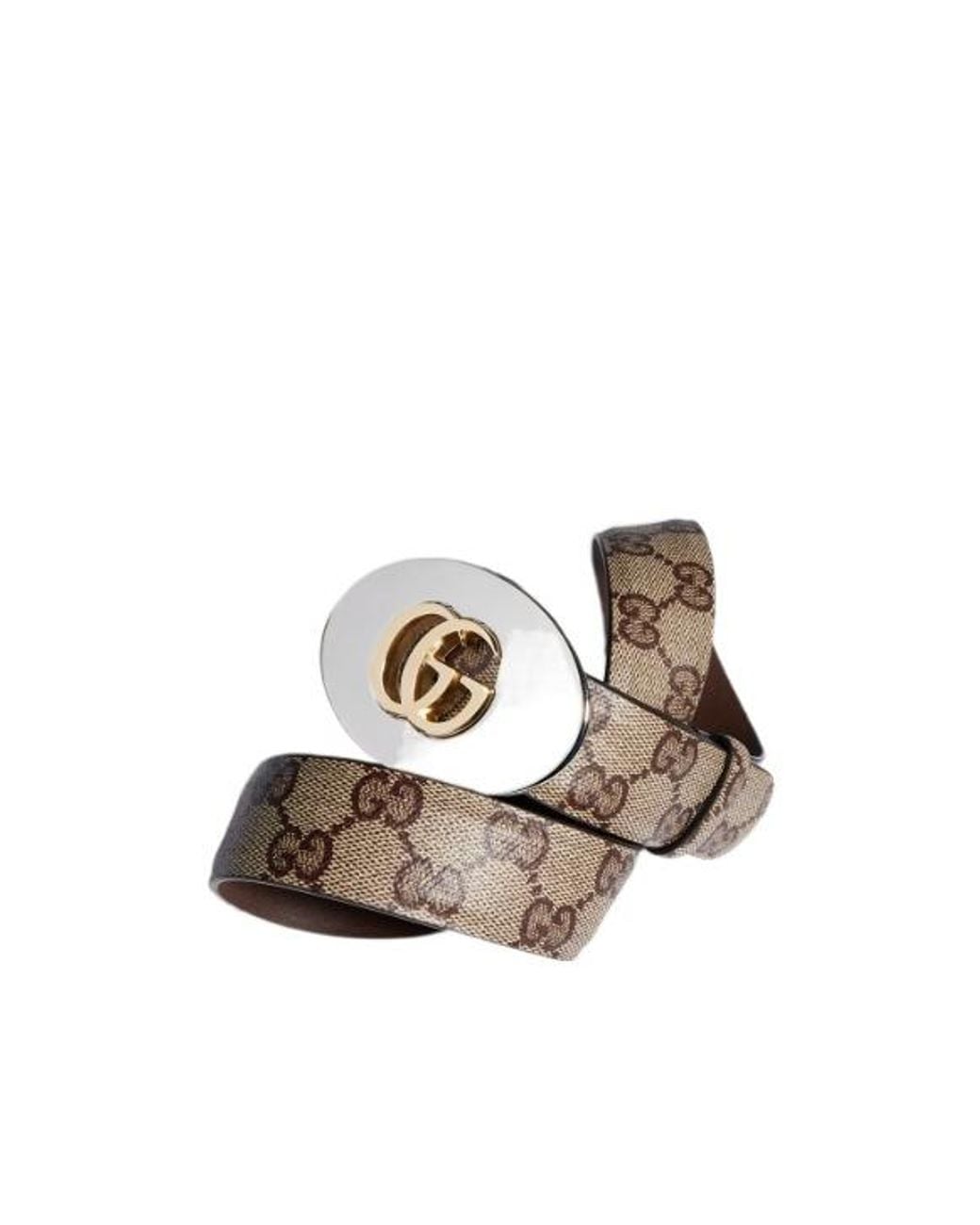 Gucci White Belt With Double G Plaque Buckle